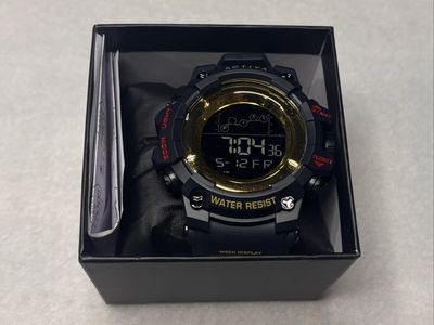 Activa Digital Sports Watch Black and Gold Water Resistant with Box