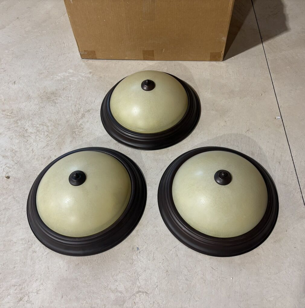 (SET OF 3) 15" Diameter Oil Rubbed Bronze Boob/Mushroom Light Fixtures