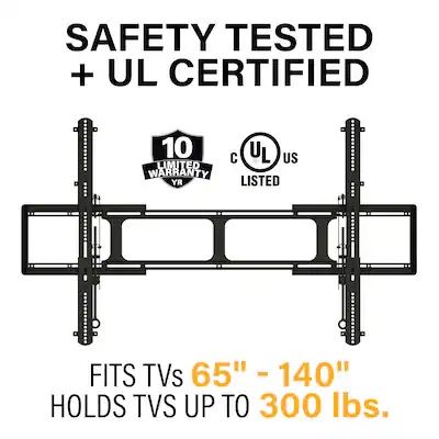 SANUS Elite - Fixed Position TV Wall Mount For 65"-140" TVs up to 300 lbs.Designed for Extra Large TVs - Black
