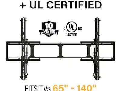 SANUS Elite - Fixed Position TV Wall Mount For 65"-140" TVs up to 300 lbs.Designed for Extra Large TVs - Black