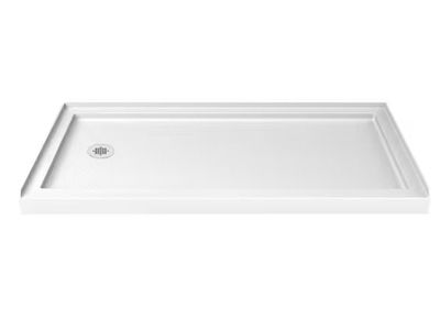 DreamLine SlimLine 60 in. x 36 in. Single Threshold Shower Pan Base in White with Left Hand Drain