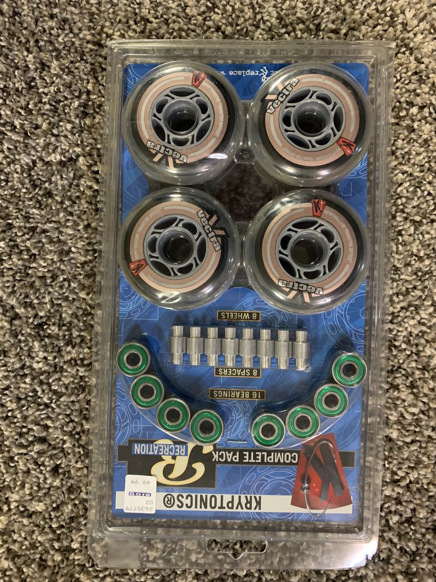 Kryptonics replacement wheels, bearings and spacers, for inline skates