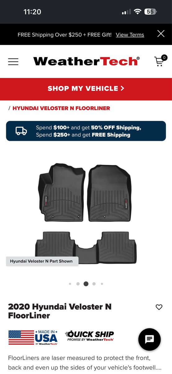 WeatherTech Floor mats/Rally Armor mud flaps for Hyundai veloster N