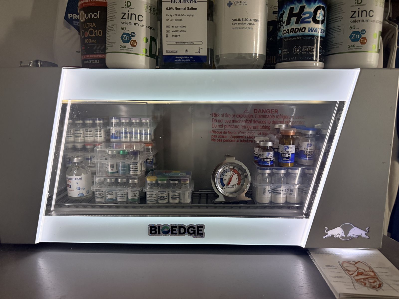 Like New! RedBull BioEdge Peptide/Medicine Mini Fridge Cooler, Compact Countertop Refrigerator 