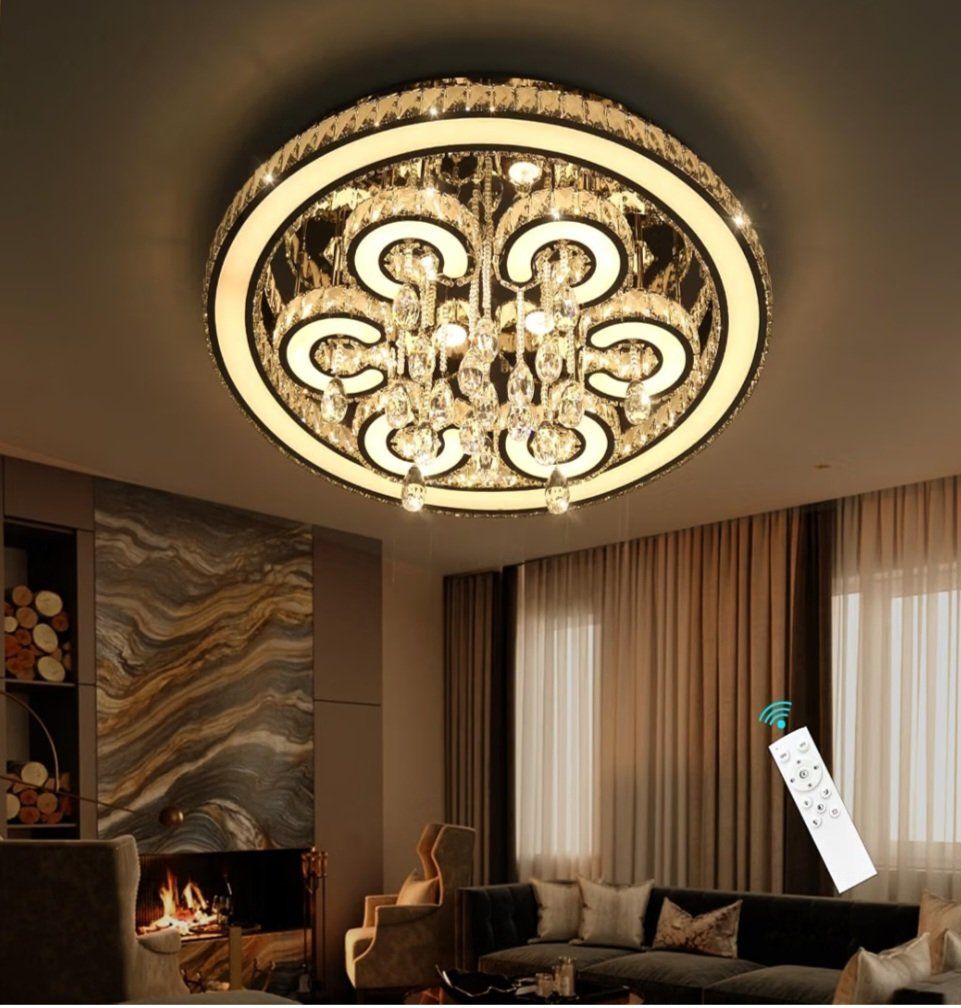 Luxury 32" Silver LED Dimmable Chandelier Light Fixture - 2700-6000K for Living Room/Bedroom