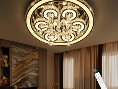 Luxury 32" Silver LED Dimmable Chandelier Light Fixture - 2700-6000K for Living Room/Bedroom