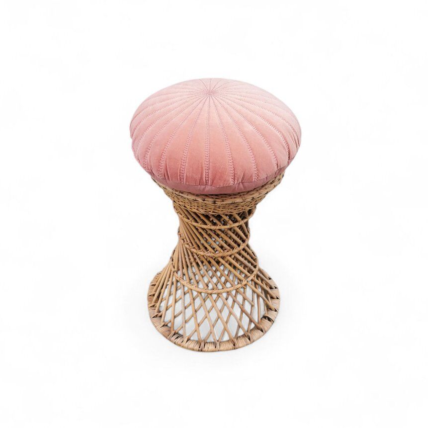 Wicker Rattan Stool with Cushion