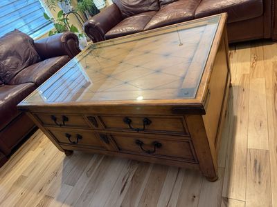 Solid Wood Rustic Hacienda/Western Coffee Table with Storage Drawers (Heavy, High Quality)
