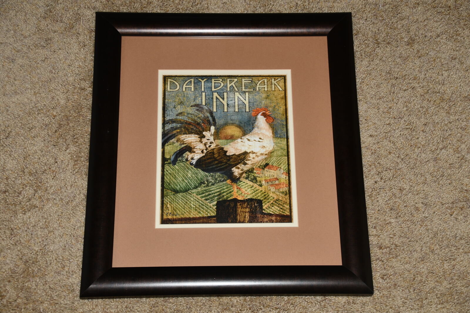 "DAYBREAK INN" CHICKEN PICTURE ~ 16" x 18" FRAMED