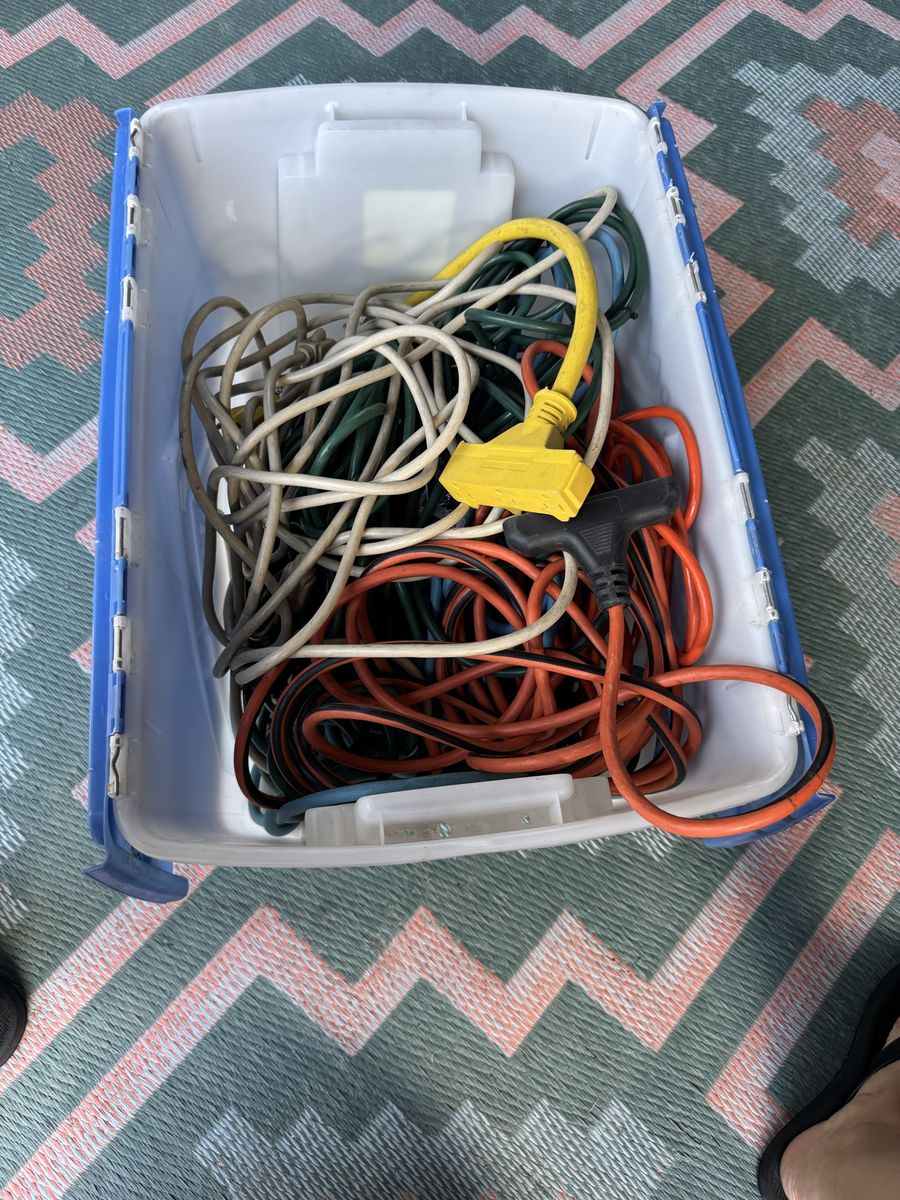 Assorted Extension Cords & Power Strips - Various Lengths & Colors