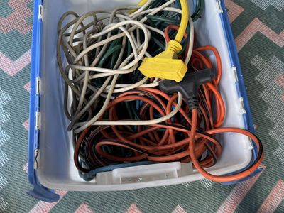 Assorted Extension Cords & Power Strips - Various Lengths & Colors
