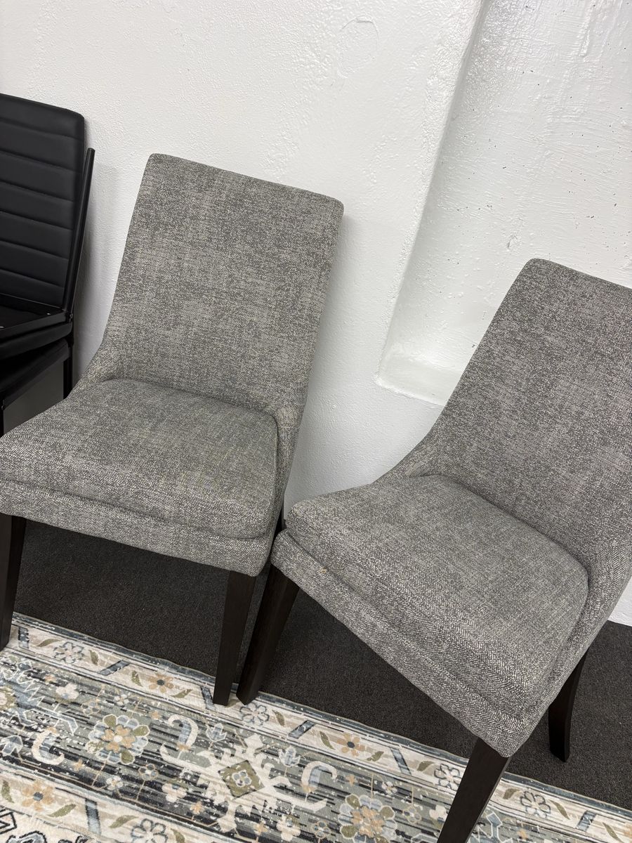 Gray fabric dining chairs