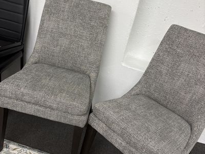 Gray fabric dining chairs