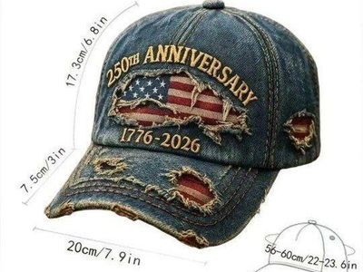 250th Anniversary American Flag Distressed Denim Baseball Cap