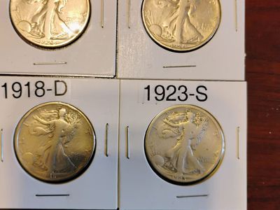 4 Walking Liberty Half Dollars, 90% Silver