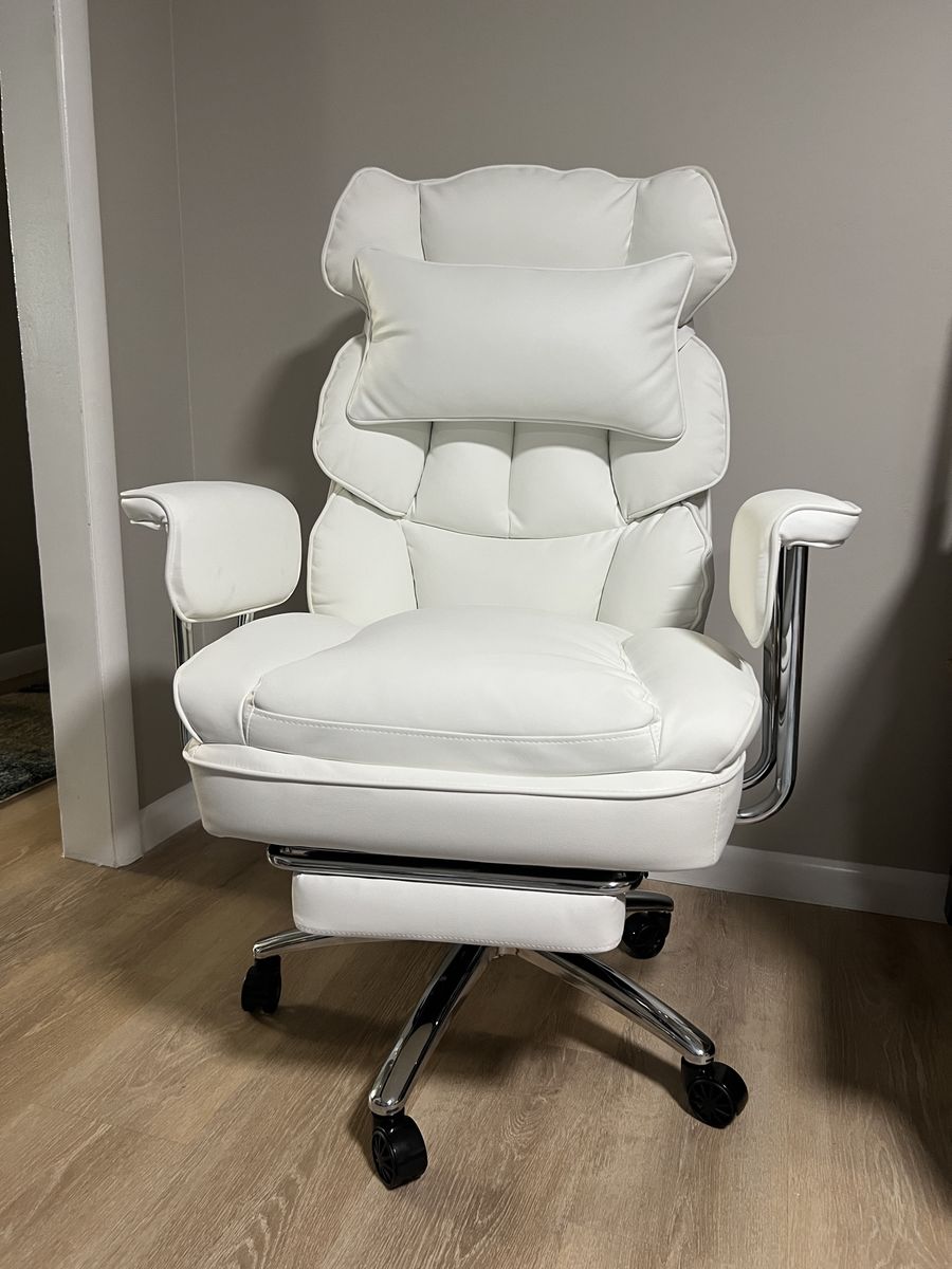 HJ C-6002 High Back Reclining Executive Office Chair with Footrest White
