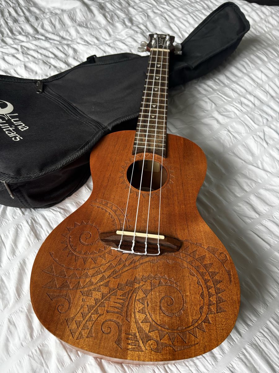 Luna Tattoo Mahogany Soprano Ukulele with Gig Bag