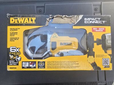DEWALT IMPACT CONNECT PVC/PEX CUTTER WITH BRACE BRACKET - New but ripped package