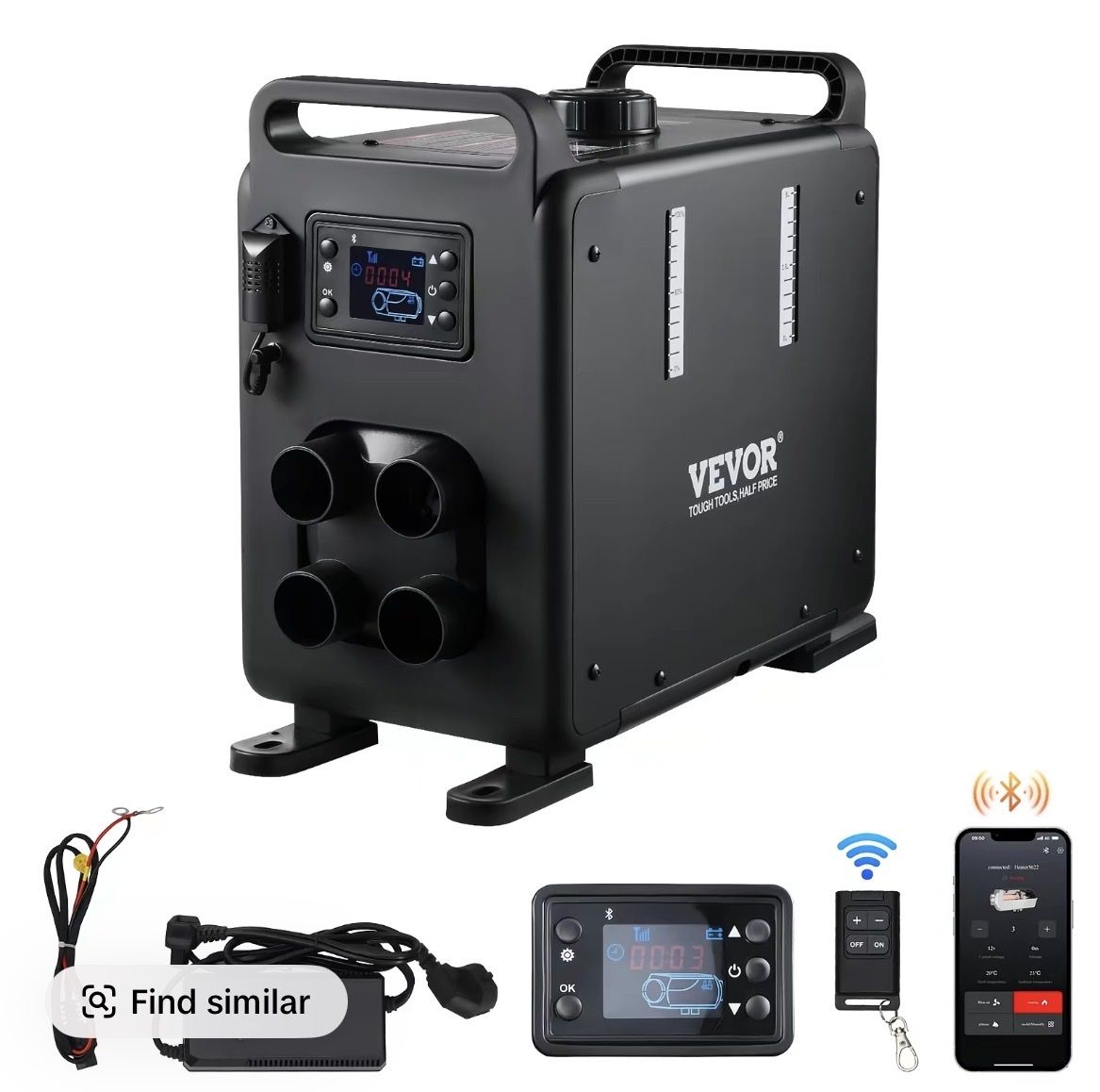NEW VEVOR Portable Diesel Air Heater 12V 8kW for RV Truck Van, w/ LCD Switch, Remote & App Control