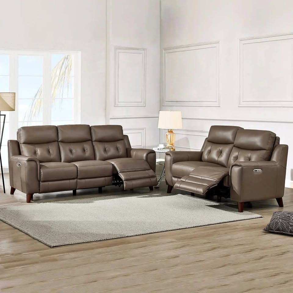 Leather Power Reclining Sofa + Loveseat - 70% OFF