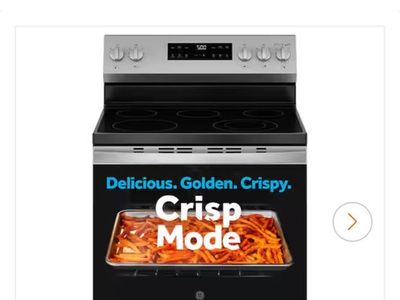 GE 30" 5-Burner Electric Range w/ Crisp Mode, Stainless Steel, New in Box