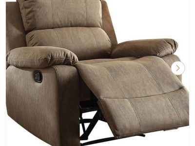 Bina Brown Polished Microfiber Recliner chair - Model B1505-2GSM, New in Box