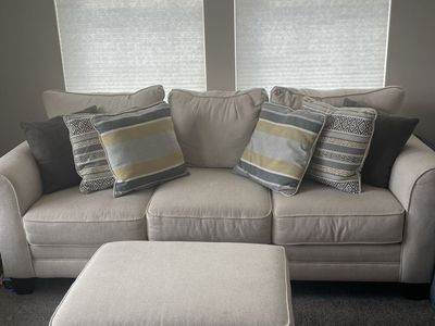 Long couch w/Ottoman for sale!
