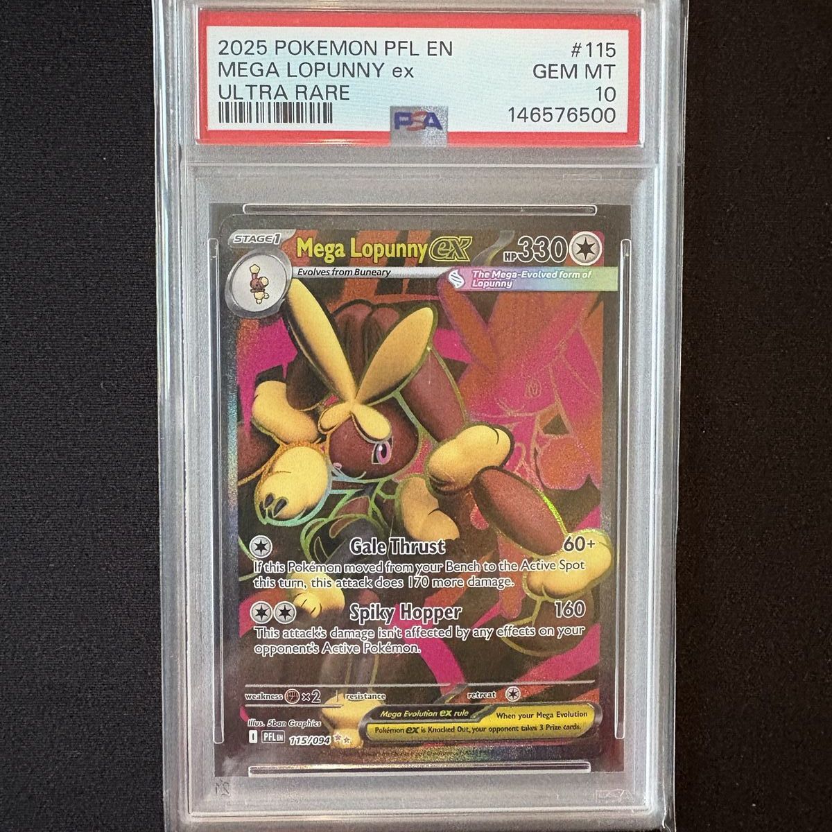 2025 Pokemon Mega Lopunny EX 115 Ultra Rare PSA 10