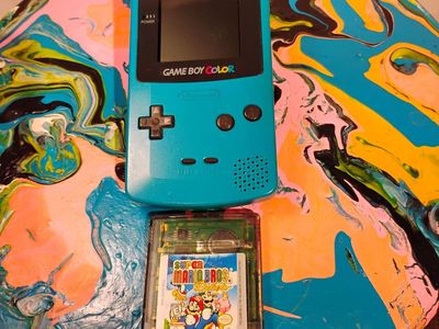 Game Boy Color In Teal W/Super Mario Bros Deluxe