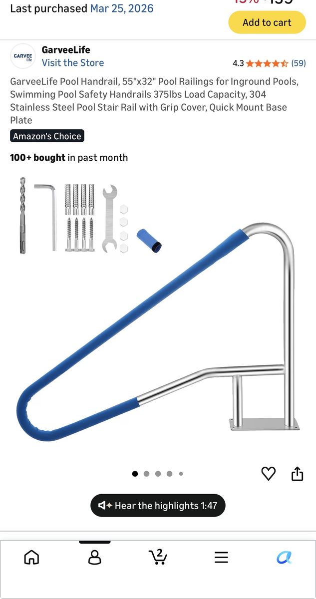 Pool handrail