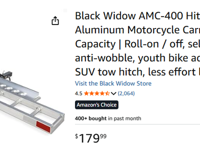 New Black Widow Aluminum Nonfolding Motorcycle Carrier - 400 lb. Capacity
