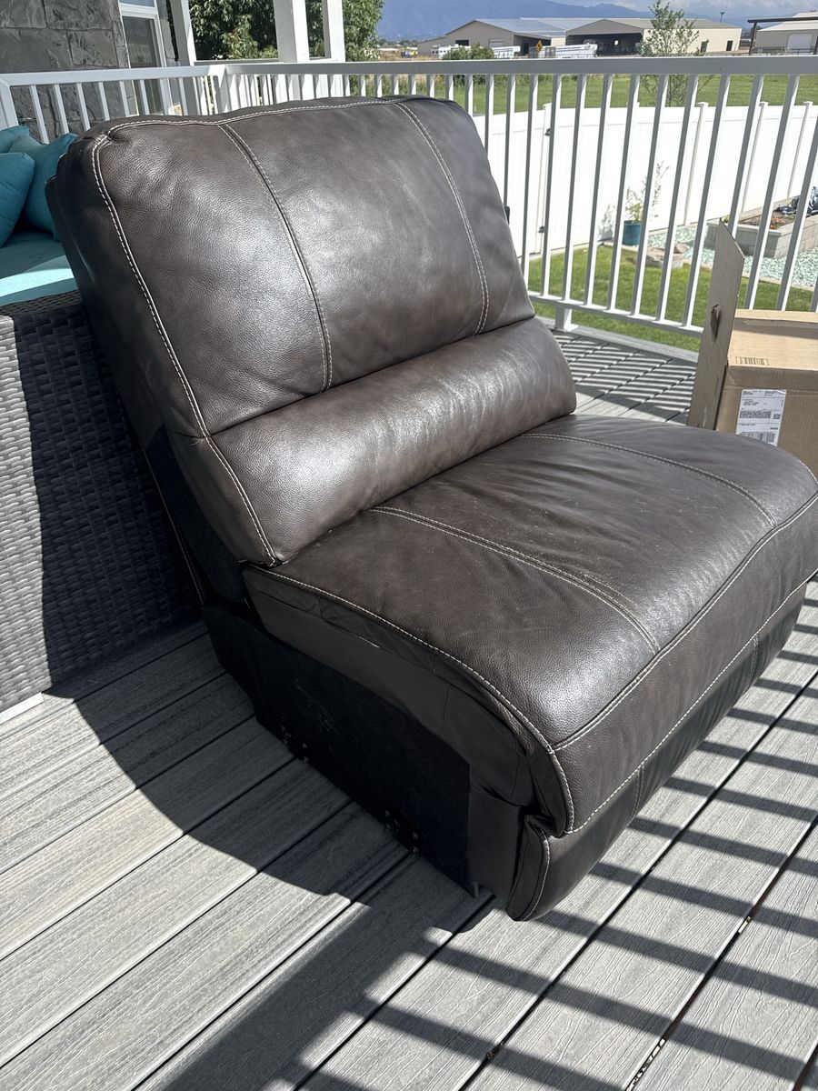Dark Brown Leather Modular Armless Chair