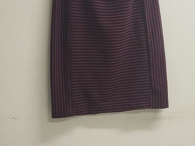 Downeast Collection Striped Pencil Skirt XS Black Maroon Elastic Waist