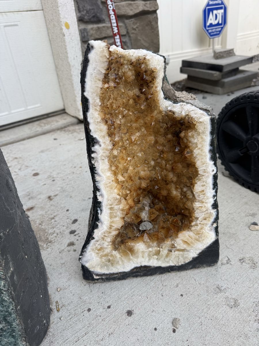 Large Natural Citrine Quartz Geode Crystal Specimen