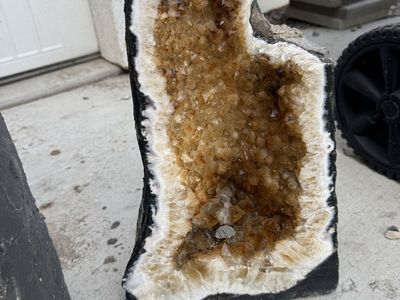 Large Natural Citrine Quartz Geode Crystal Specimen