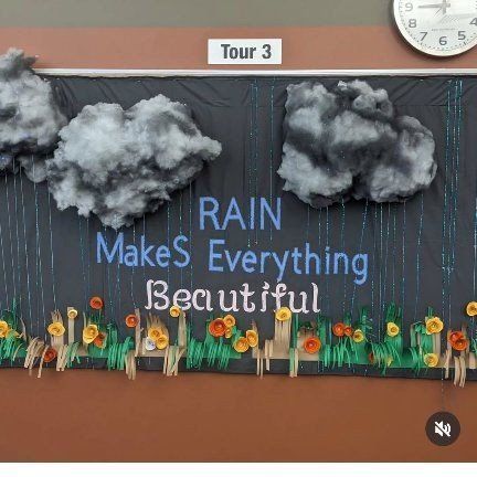Original Mixed Media Bulletin Board Wall Art Display - "Rain Makes Everything Beautiful"