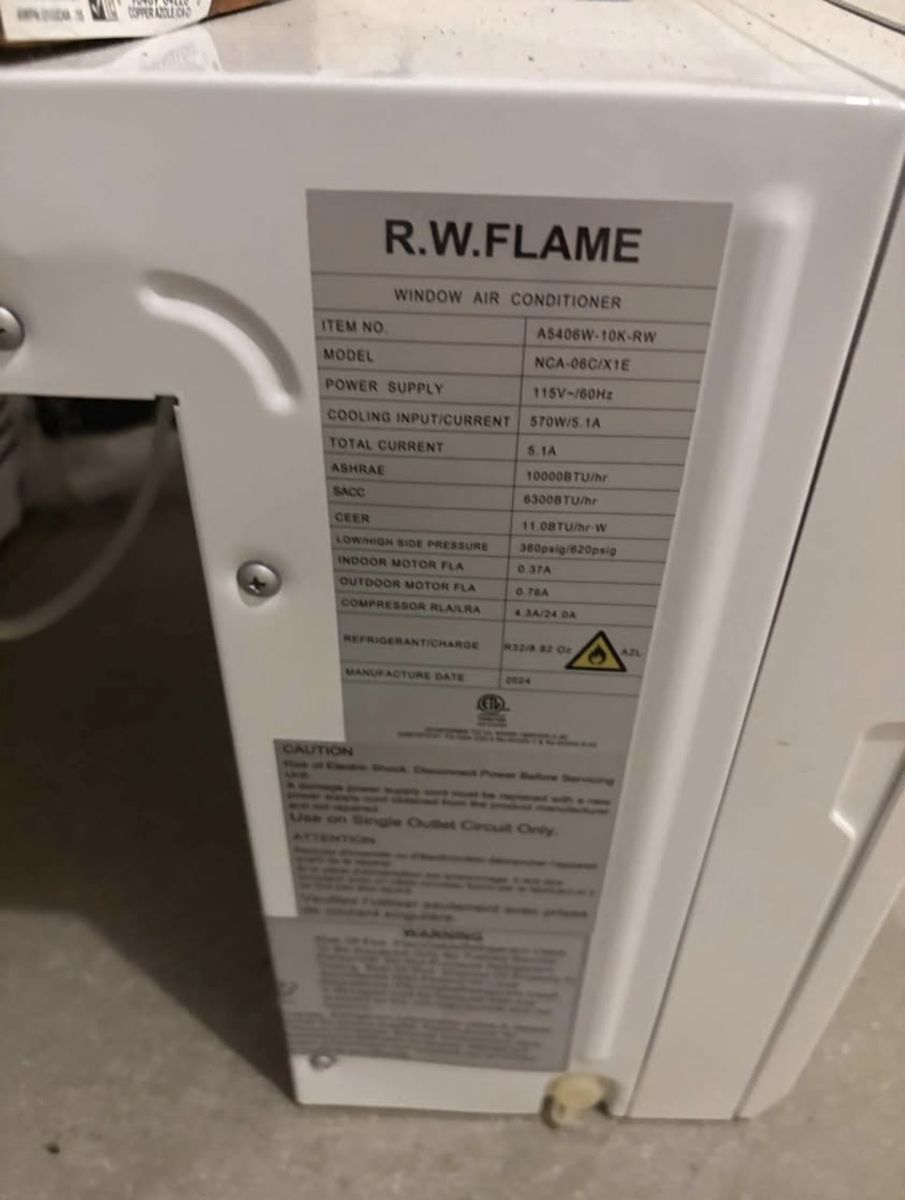 RW FLAME in window ac unit