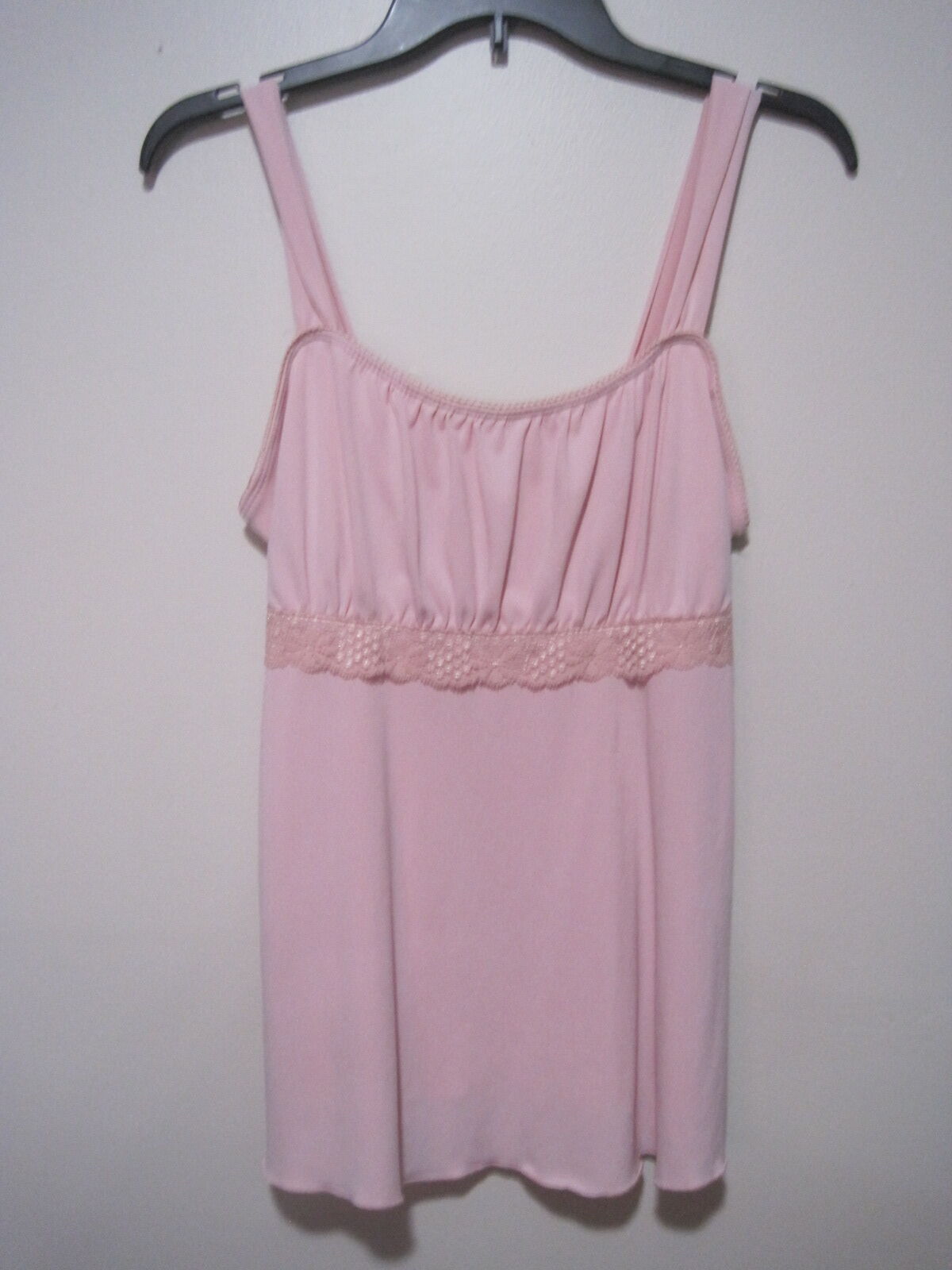 Vintage Y2K Womens Small I.Z Byer Lace Trim Babydoll Top Soft Baby Pink COQUETTE
