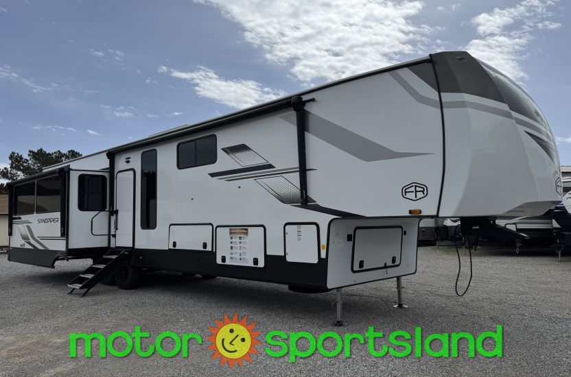 2025 Forest River Sandpiper 3900HBLR Rear Living Room Outdoor Kitchen Bath and 1/2