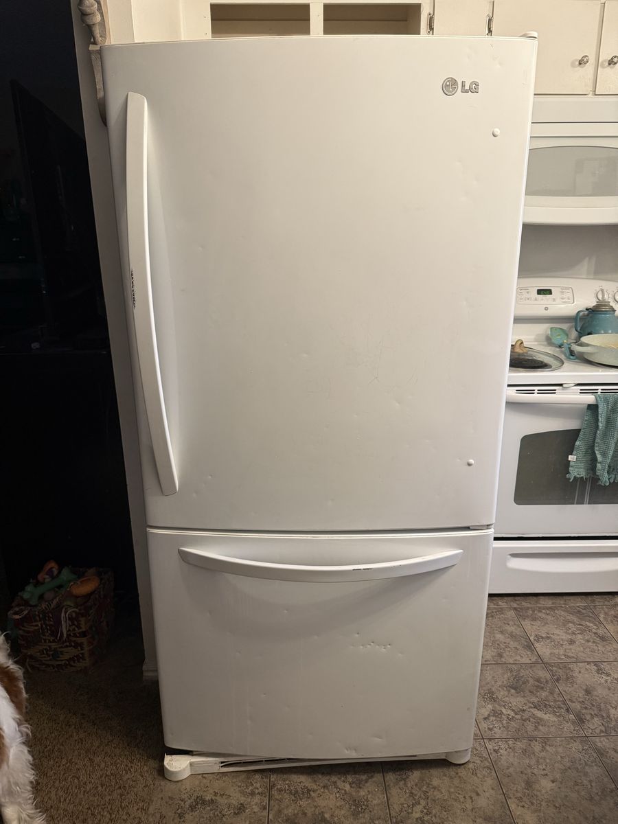 LG White Bottom Freezer Refrigerator 33 inch.