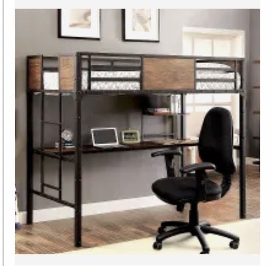Twin bed with desk