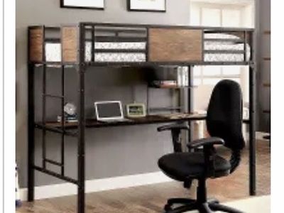 Twin bed with desk