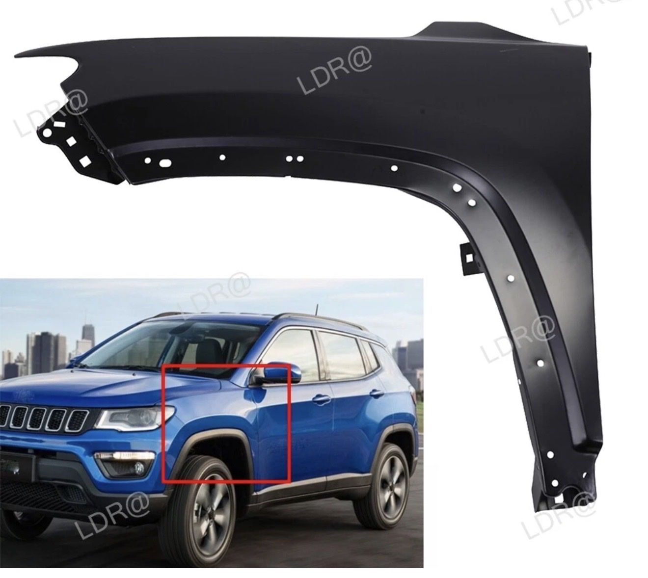Left Front Fender for Jeep Compass 2017-2023 - Replacement Fender, Primed, Driver Side