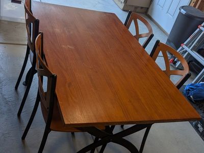 Steel and Wood Table and chairs