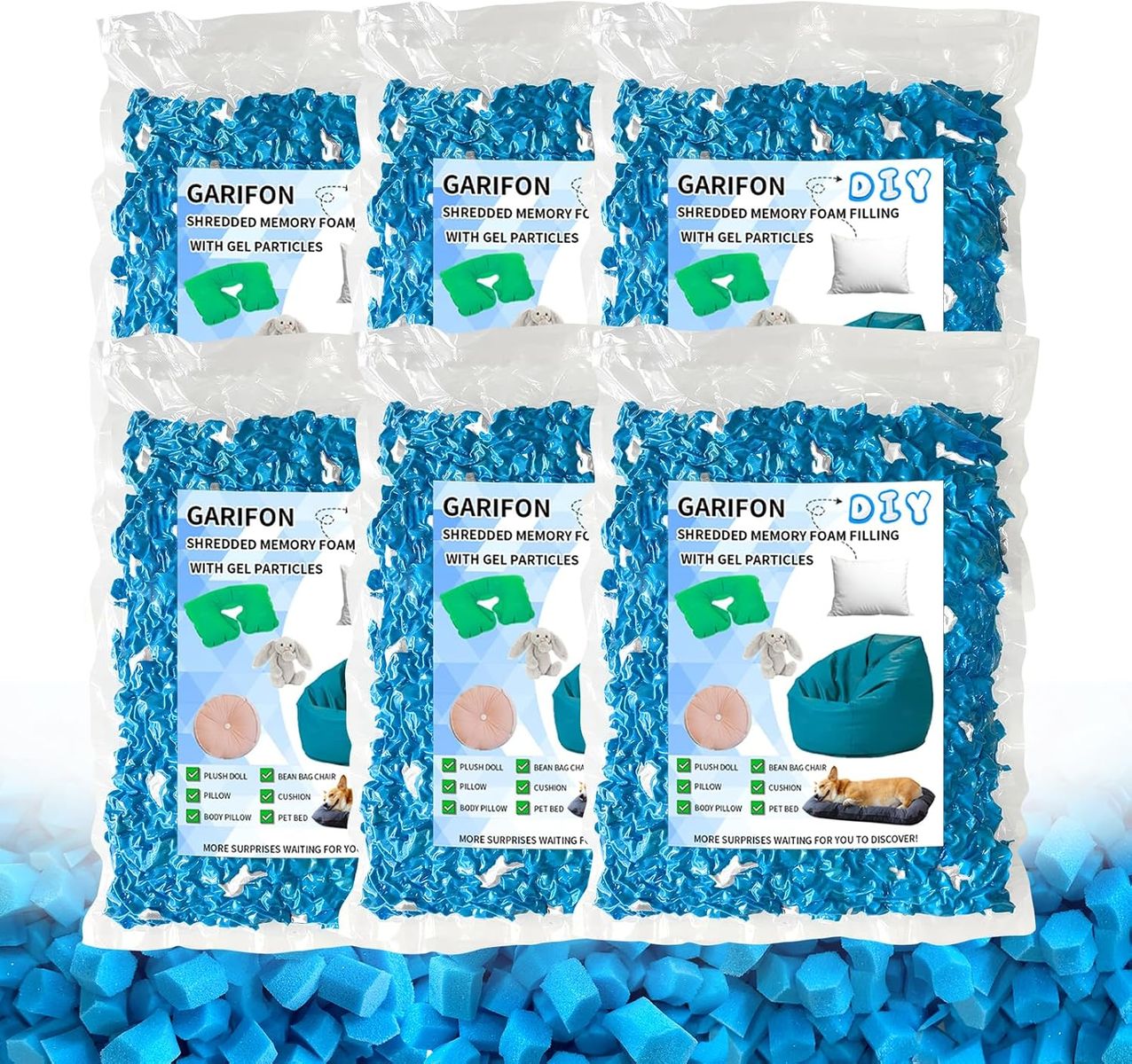 30lbs Bean Bag Filler, Shredded Memory Foam Filling, Pillow Filler