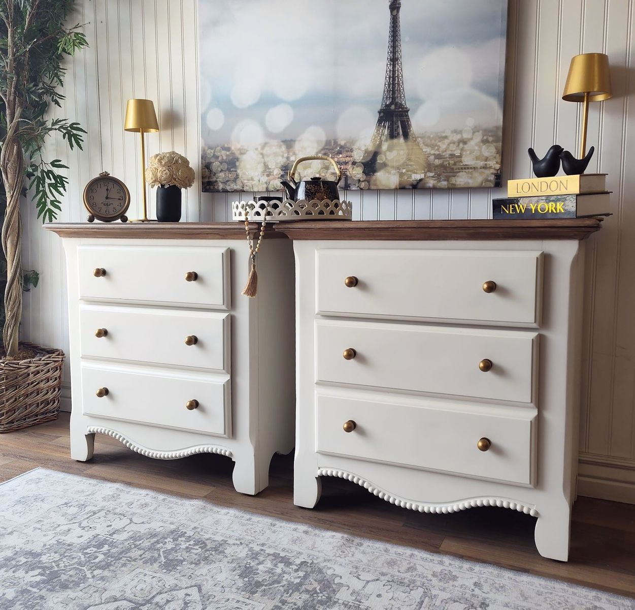 Beaded Trim French Country Nightstands