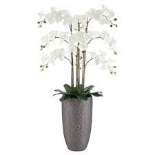 Faux 4' Phalaenopsis Orchid Floor Plant, White 1695575 #104358