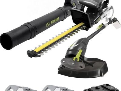 New Sun Joe 24V IONMAX Cordless Leaf Blower, Grass and Hedge Trimmer Outdoor Garden Combo Power Tool Kit