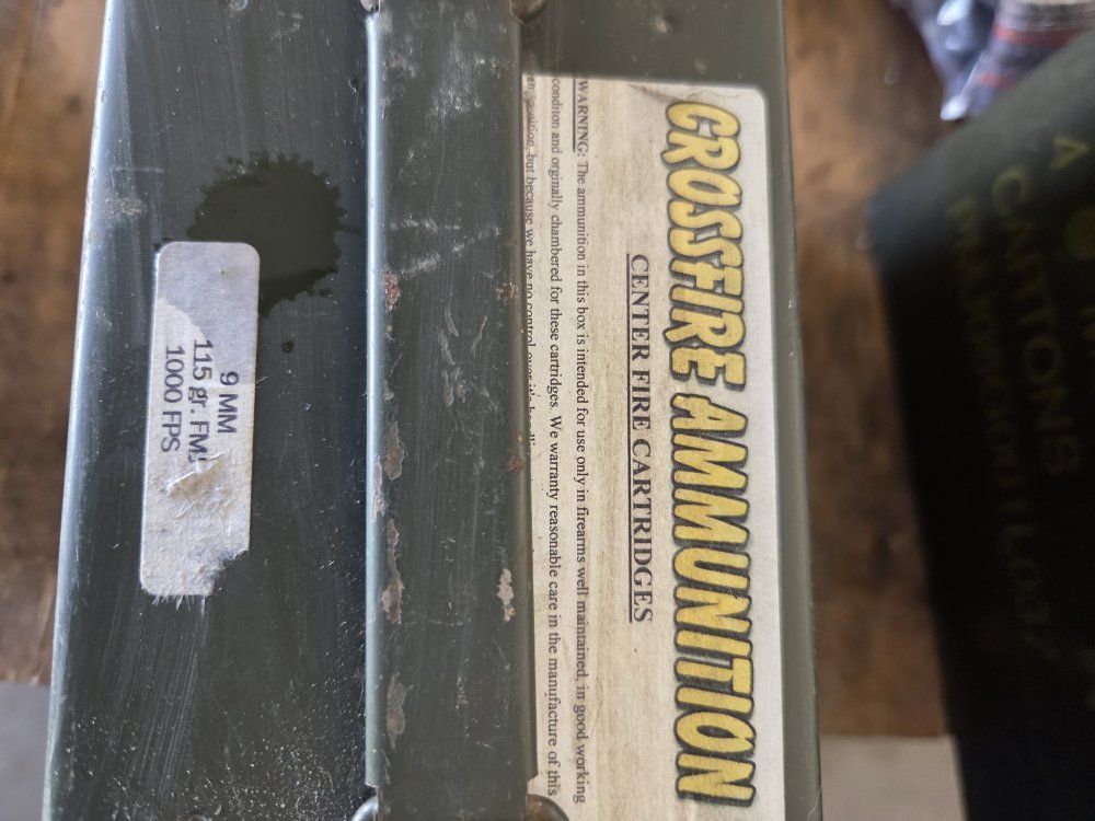 9mm 115 Grain  Centerfire Ammunition - 1000 Rounds in Metal Ammo Can