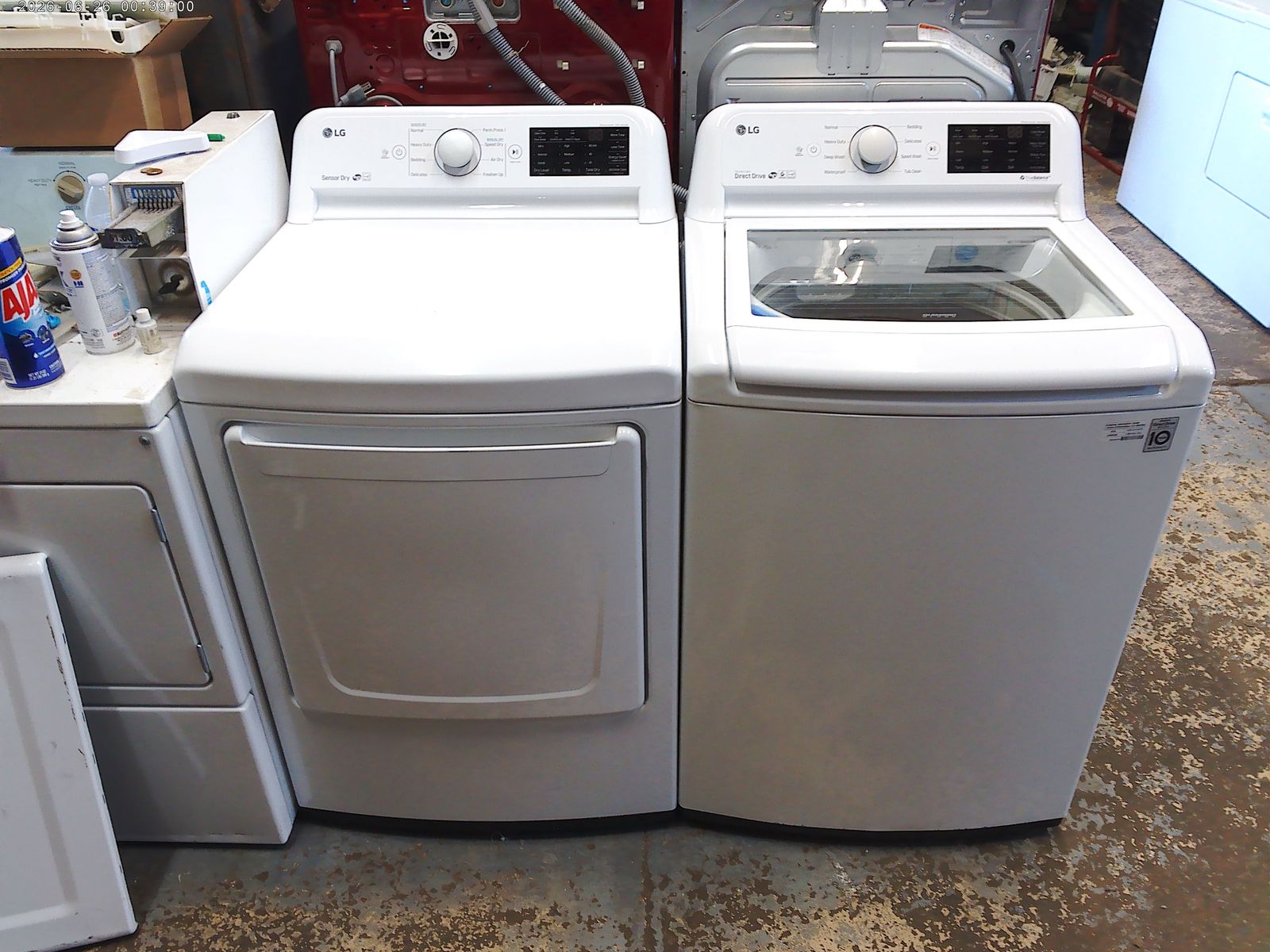 LG and Samsung front load washer with matched electric dryer